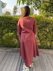 Pink A-line Embroidered Co-ord Set from the back by Sanskritam