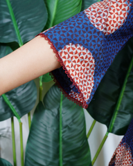 Navy circle print kurti