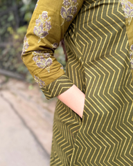 Mehendi green aline kurta with pocket