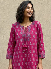 Magenta Ajrakh Cotton Suit Set
