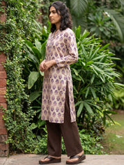 Beige ban neck kurta