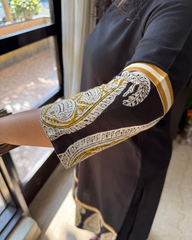 Black big border kurta with chanderi duppata
