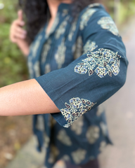 Bottle green buta Pintucks top