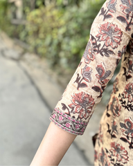 Brown orange flower kurta