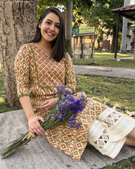 Kesari Handblock Printed kurta