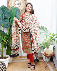 Mehendi green designer kurta duppata set