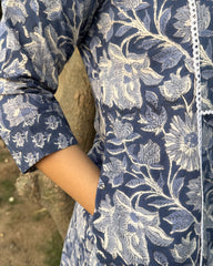 Blue sanganeri Aline full suit set