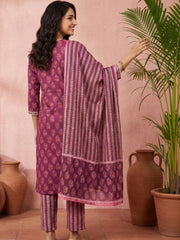 Rich berry purple cotton suit set