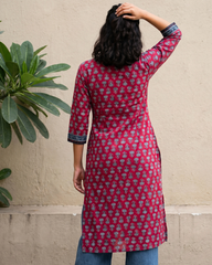 Ruby Red cotton kurta