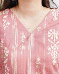 Peach aline muslin silk coord set