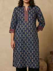 Navy Blue Print Kurta