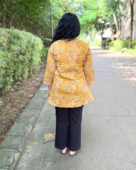 Mustard floral Pintucks top