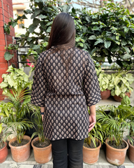 Brown buti short kurti