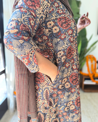Brown aline kurta with Mulmul duppata