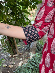 Maroon Ajrakh printed Kurta