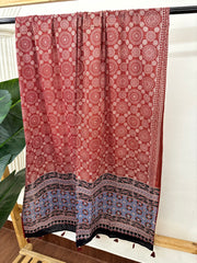 Maroon Ajrakh bindi duppata