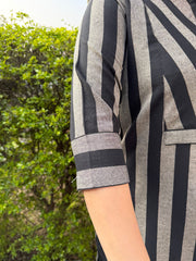 Sutra Stripe Kurta sleeve detail by MySanskritam