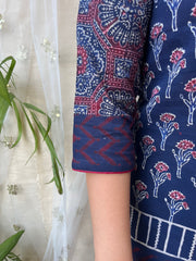 Royal Blue Ajrakh designer Kurta