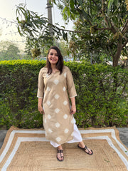 Beige Full embroidered Long kurta