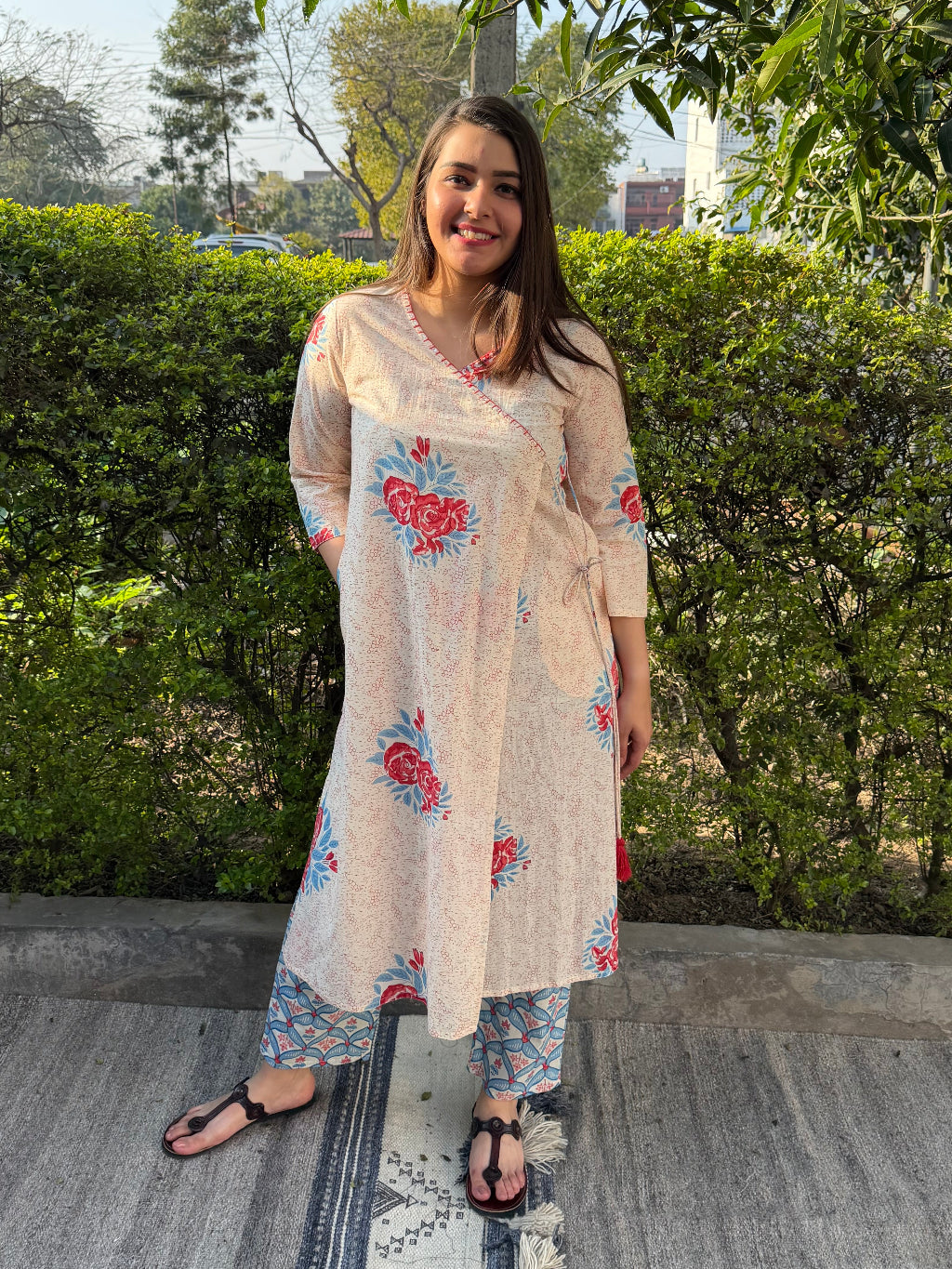 Muglai Handblock Tassel Co-ord Set by Sanskritam