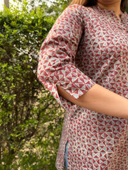 Cherry grey geometric kurti