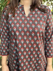 Grey leaf aline kurta
