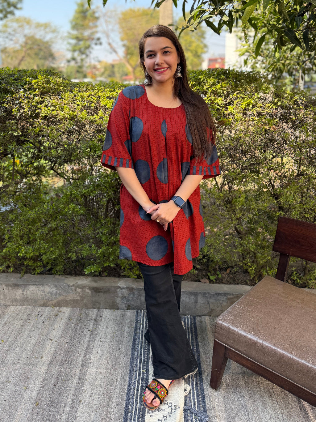 Maroon Circle Top by MySanskritam