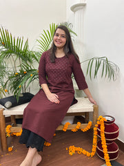 Coca cola mirror work embroidered kurta - MYSANSKRITAM