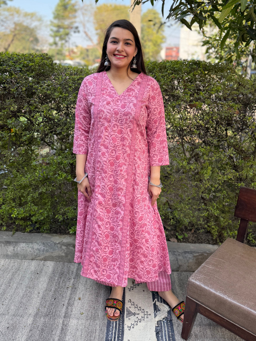 Pink Floral Aline Coord Set by MySanskritam