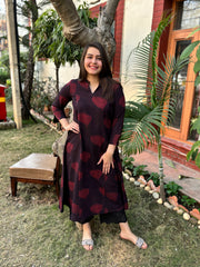 Dark Wine Slub Aline Kurta