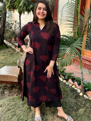 Dark Wine Slub Aline Kurta