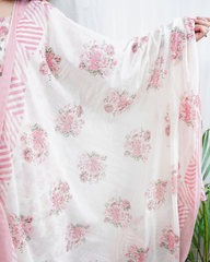 Pink floral kurta duppata set