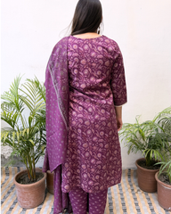 Dark Pink floral Suit Set