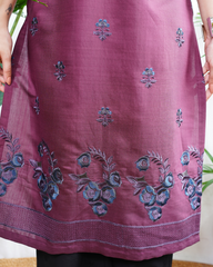 Wine embroidered kurta