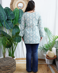 Pastel blue ambi short kurti