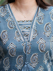 Sky Blue Handblock Cotton Suit Set