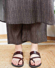 Brown lines muslin silk coord set