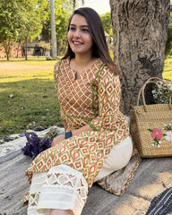 Kesari Handblock Printed kurta