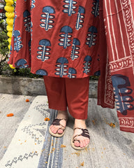 Maroon big buta Aline full suit set