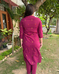 Burgundy small leaf south cotton coord set