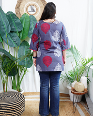 Grey circle handblock kurti