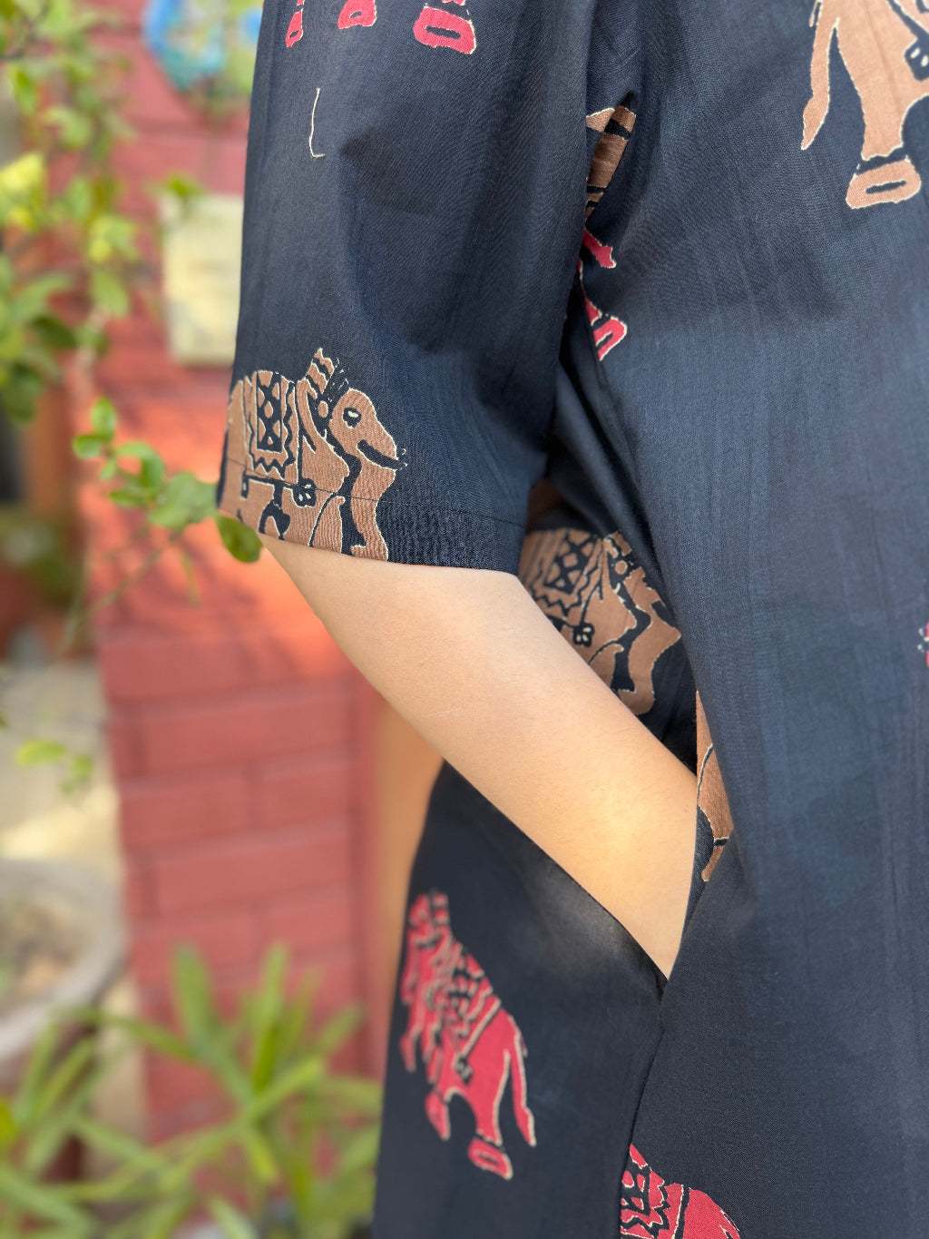 Gajraj Black Top sleeve detail by MySanskritam