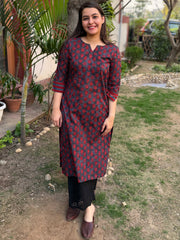 Maroon Buti Grey Kurta by Sanskritam