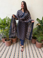 Dark blue floral Suit Set