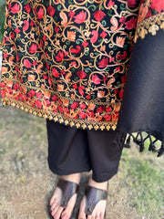 Black embroidered woollen suit set