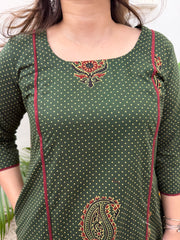 Green bindi aline kurta