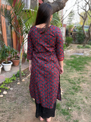 Maroon Buti Grey Kurta from the back by Sanskritam