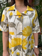 Yellow floral dress with collar