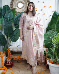 Blush Pink Banarasi Cotton Silk Suit Set