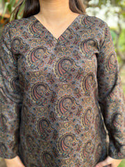 Multi ambi floral woollen short kurti